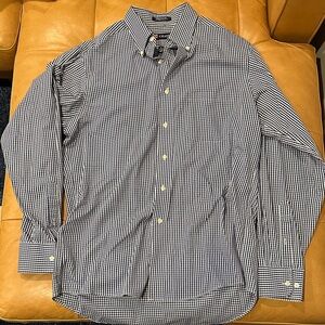 Chaps Black and White Gingham Button Down Shirt